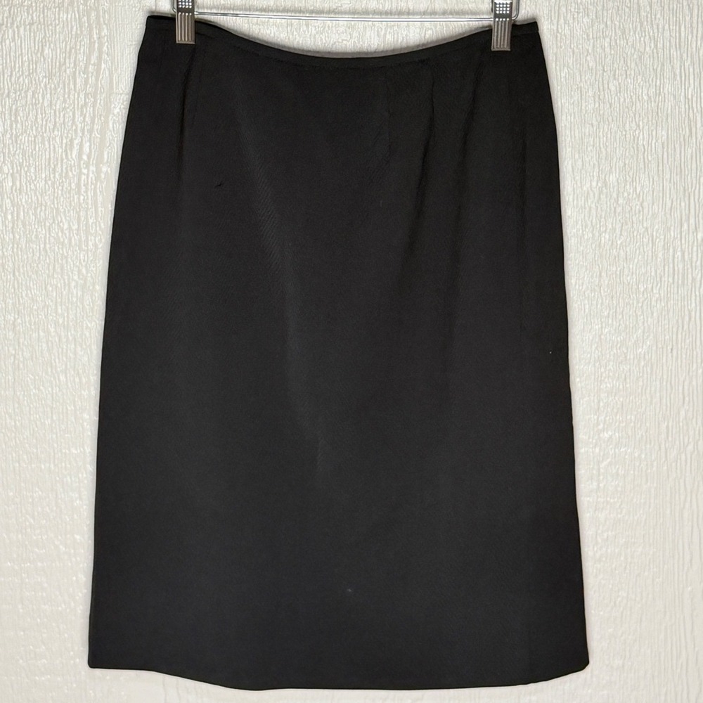 Le Suit Black Pencil Skirt Size 6 Career Office Wear Back Vent Lined Business